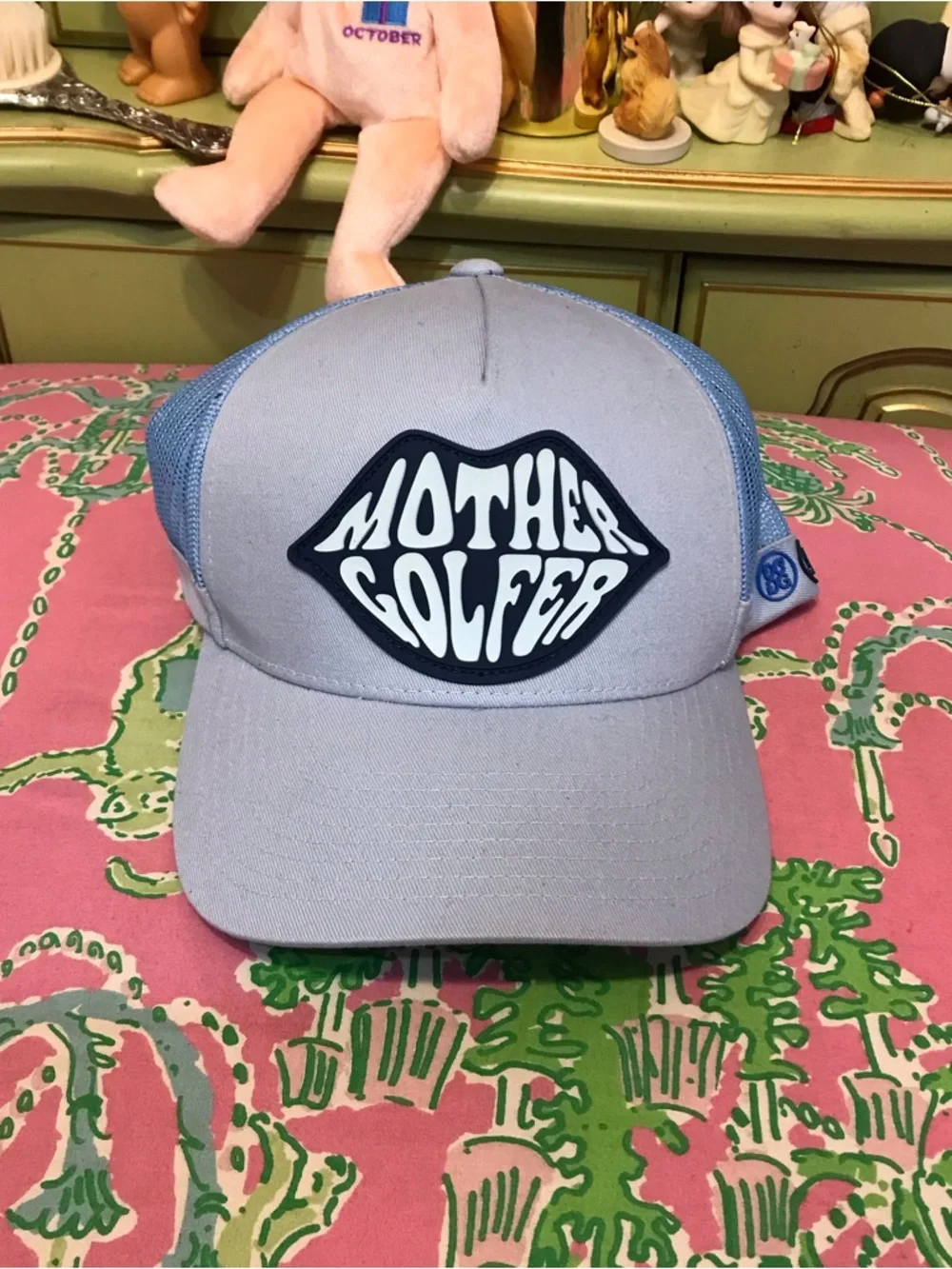 G/FORE Light Blue 'Mother Golfer' Mesh-Back Trucker Hat